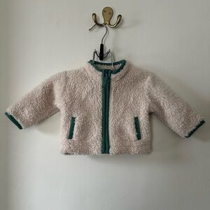 Cat & Jack Cream Sherpa Jacket with Green Accents